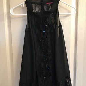 Rock N Roll Cowgirl Tiered Button Front Lace Top